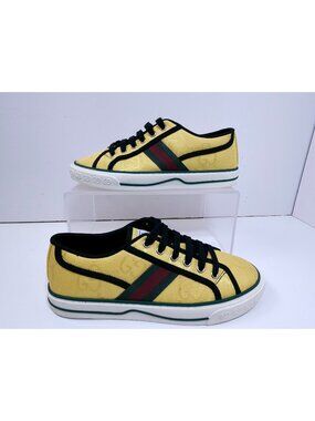 Gucci Tennis 1977 Yellow GG Canvas Sneakers Men’s Size 6 Made In Italy w/Box